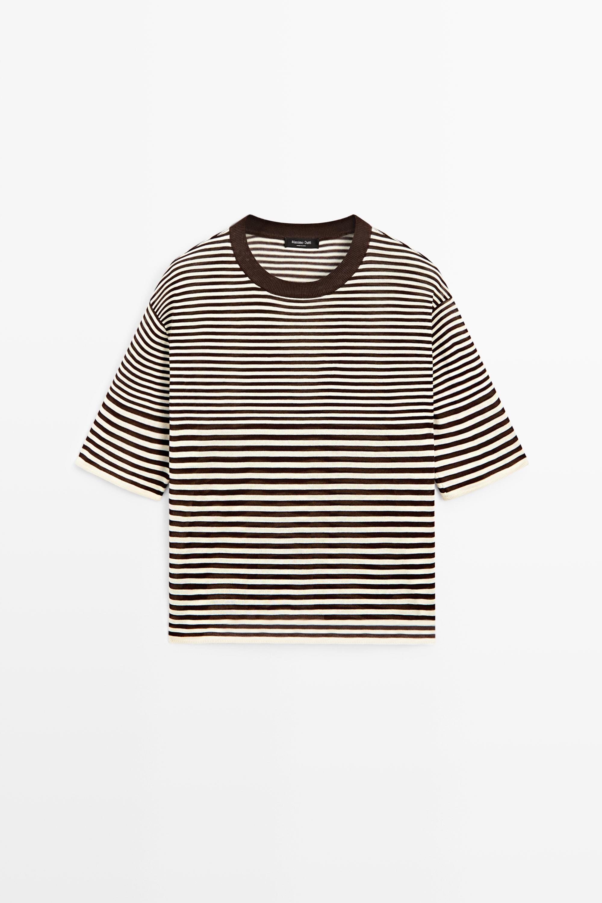 100% cotton short sleeve striped T-shirt